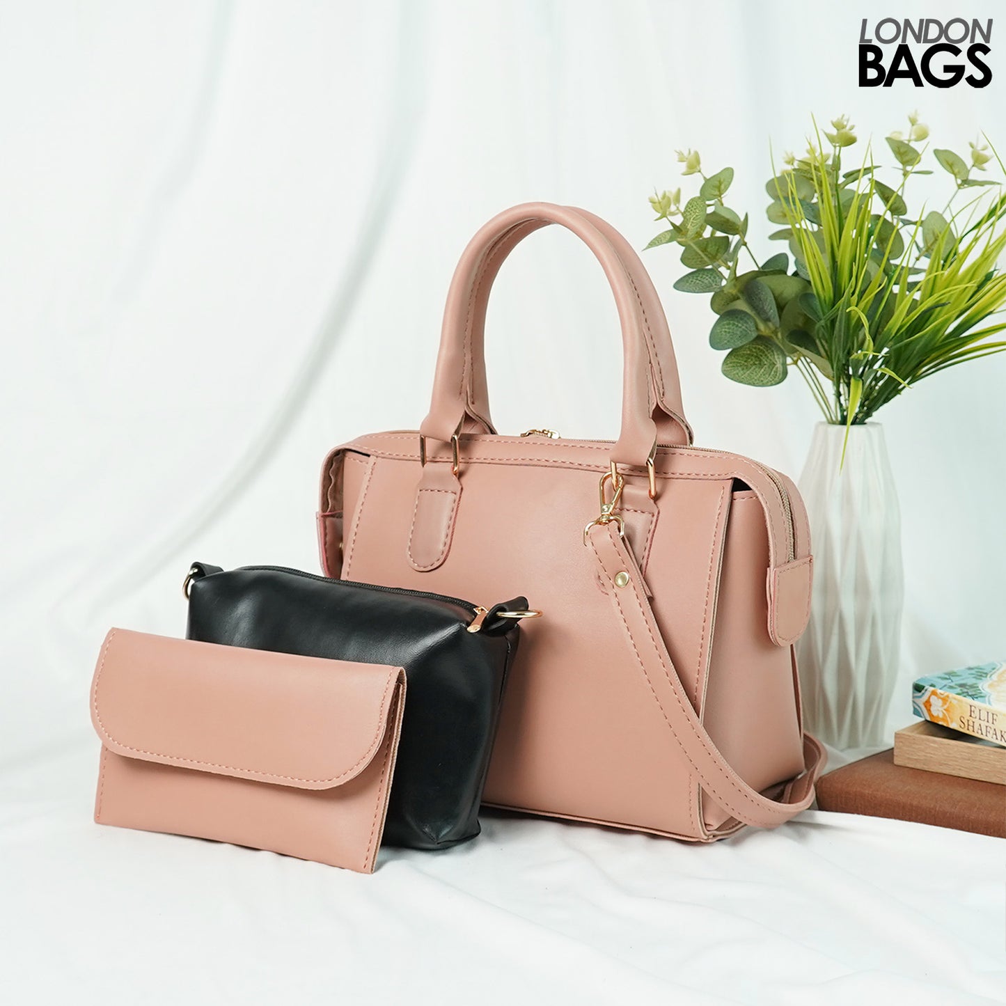 Olive Bag Set of 3 Peach