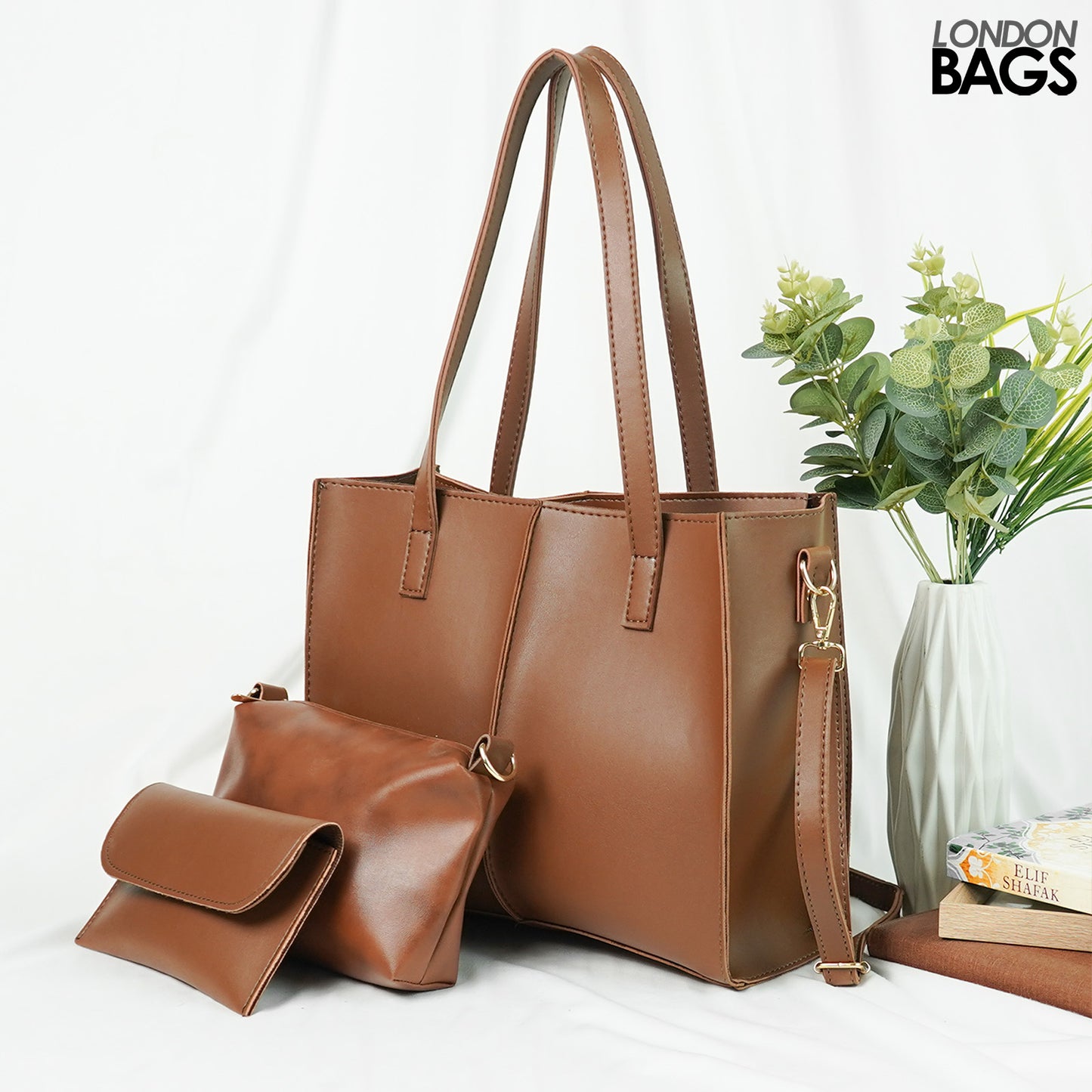 Work tote Bag set of 3 Brown
