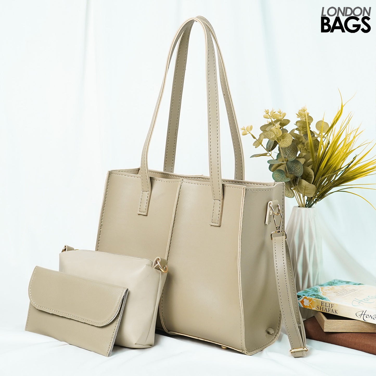 Work tote Bag set of 3 Beige